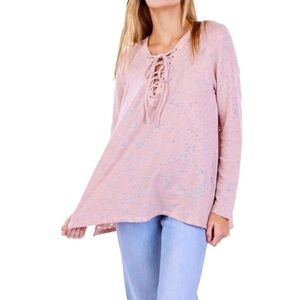 Anthropologie Maronie blush hoodie/ sweatshirt. Poly/Cotton.High low.Size M.NWT.